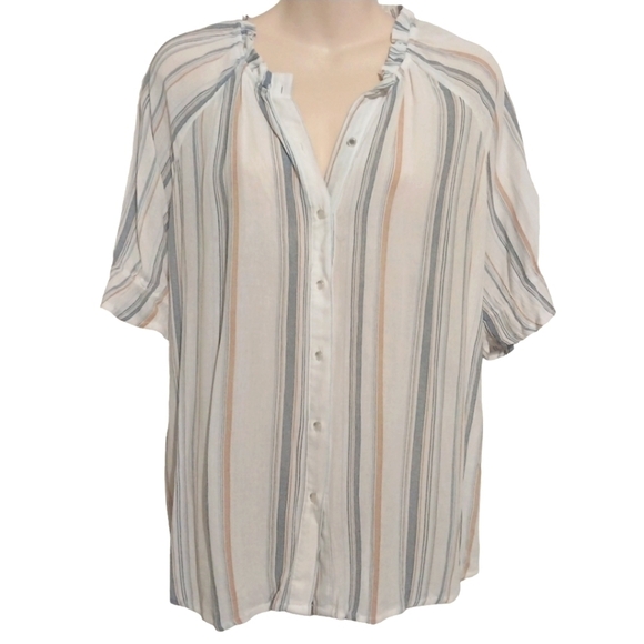 Workshop Republic 100% Rayon Striped Button Down Top Sz S - Picture 1 of 5